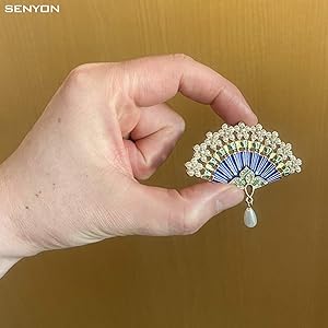 Amazon | [SENYON] ゴールドカラー 扇子 パール風 扇 ブローチ